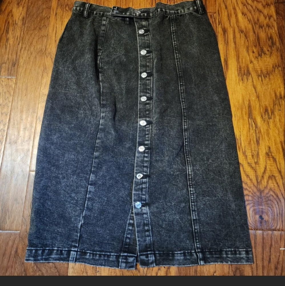 Black denim maxi skirt